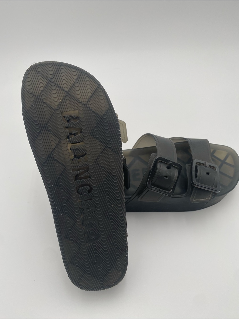 Balenciaga Black Platform Double-Buckle Slide Sandals - Picture 8 of 15
